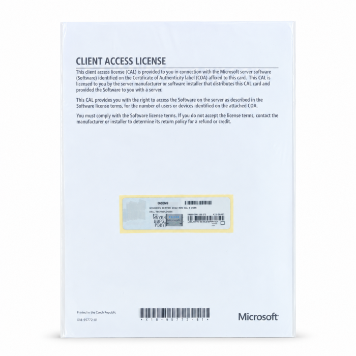 5 RDS-Zugriffslizenzen (Benutzer) für Windows 2022, Dell-OEM - neu 5 RDS-Zugriffslizenzen (Benutzer) für Windows 2022, Dell-OEM - neu