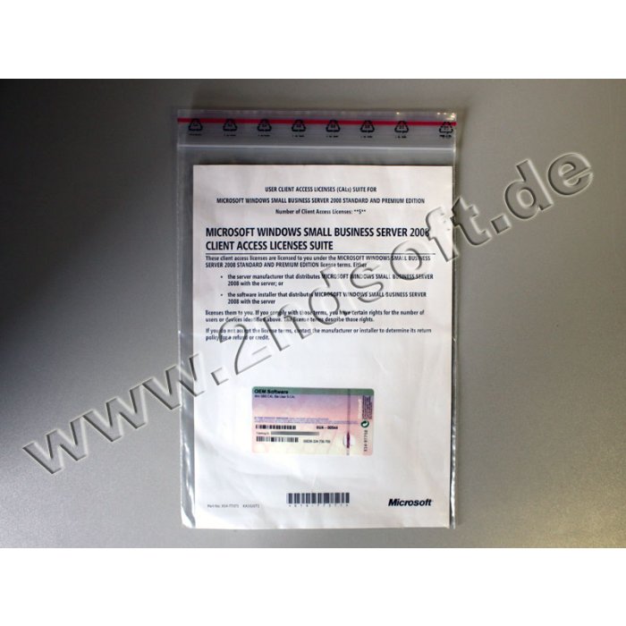 5 Zugriffslizenzen (Benutzer) für Windows Small Business Server 2008 Standard, SB, englisch
