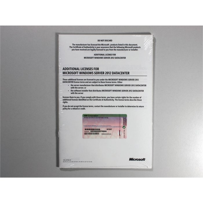 Windows 2012 Server Datacenter Edition (R1/R2), IBM-ROK, Additional License 2-CPU-Erweiterung, deutsch - neu