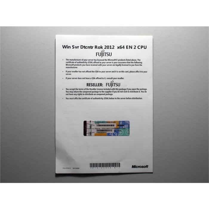 Windows 2012 Server Datacenter Edition, Fujitsu-ROK, bis zu 2 CPU, englisch/MUI - neu Windows 2012 Server Datacenter Edition, Fujitsu-ROK, bis zu 2 CPU, englisch/MUI - neu