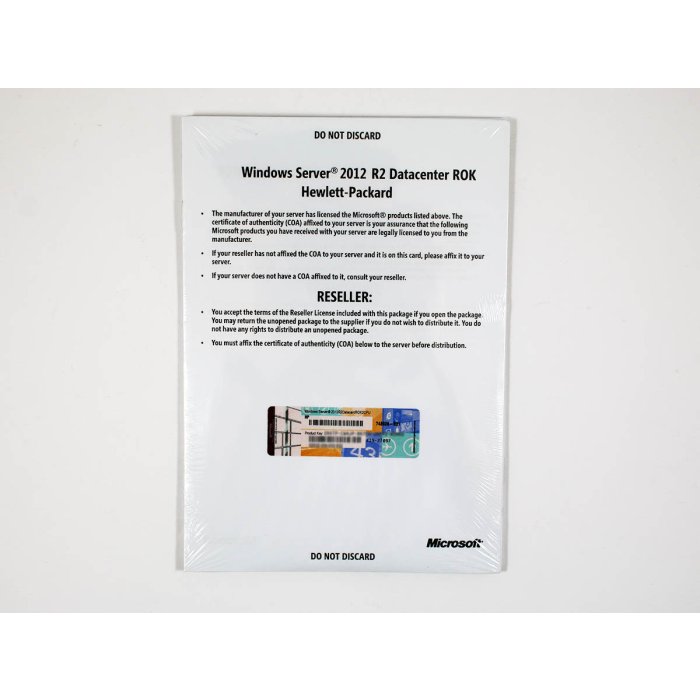Windows 2012 Server Datacenter Edition R2, ROK (HP) bis zu 2 CPU, deutsch/MUI - neu