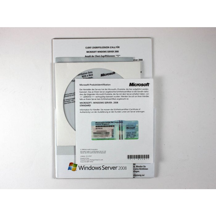 Windows 2008 Server Standard mit 5 CALs OEM/ROK für Lenovo Vollversion, deutsch