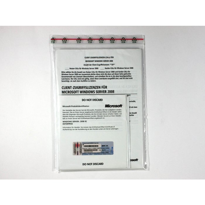 Windows 2008 Enterprise Server R2/x64, HP-ROK mit 10 CALs (1-8 CPU), MUI (deutsch, englisch, italienisch, polnisch)
