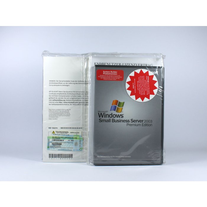 Windows Small Business Server 2003 Premium R1 mit 5 Clients SB Vollversion, deutsch Windows Small Business Server 2003 Premium R1 mit 5 Clients SB Vollversion, deutsch
