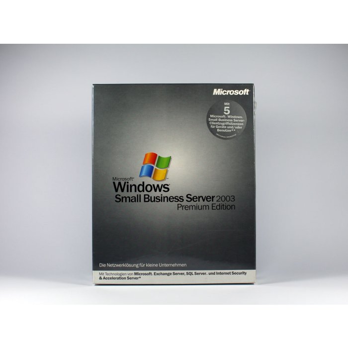 Windows Small Business Server 2003 Premium R1 mit 5 Clients Retail-Vollversion, deutsch - neu