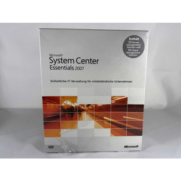 System Center Essentials 2007 mit 10 Server- / 50 Clientmanagementliz., Vollversion, deutsch - neu System Center Essentials 2007 mit 10 Server- / 50 Clientmanagementliz., Vollversion, deutsch - neu