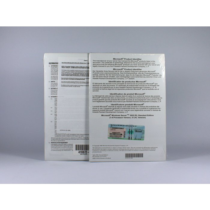 Windows 2003 Server Standard Edition R2 32-Bit mit 5 Clients HP-ROK Vollversion, englisch - neu Windows 2003 Server Standard Edition R2 32-Bit mit 5 Clients HP-ROK Vollversion, englisch - neu