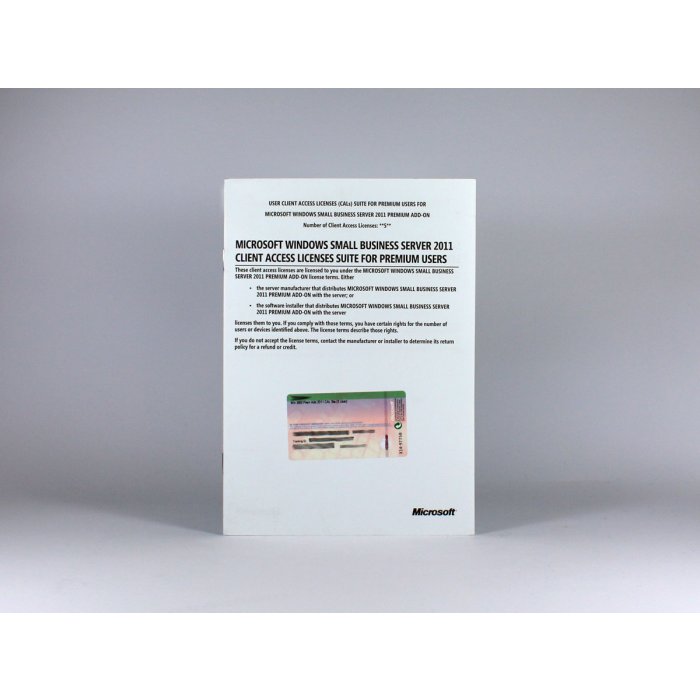5 Zugriffslizenzen (Benutzer) für Windows Small Business Server 2011 PREMIUM-Addon, OEM (gelabelt) - neu