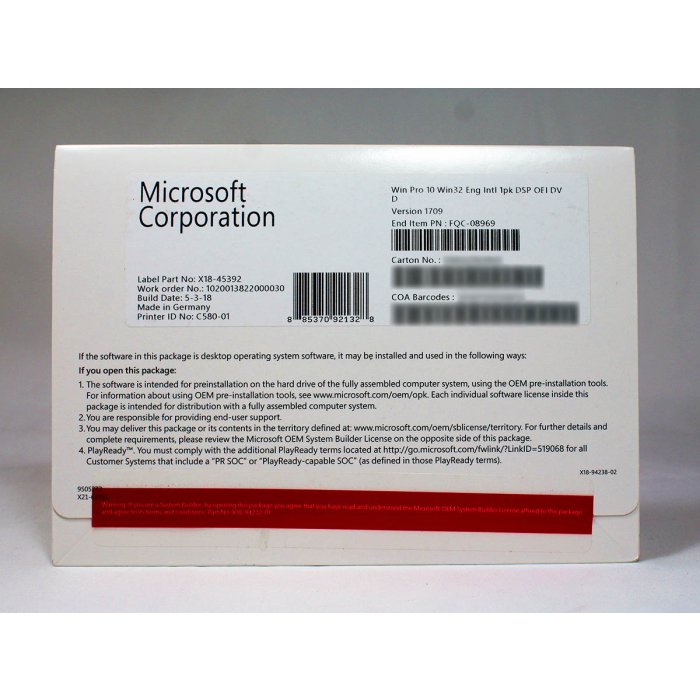 Windows 10 Professional 32-Bit, SB-Vollversion, englisch - neu Windows 10 Professional 32-Bit, SB-Vollversion, englisch - neu