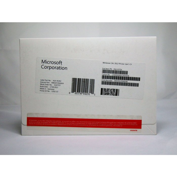 5 Zugriffslizenzen (Benutzer) für Windows 2012 Server, französisch, SB 5 Zugriffslizenzen (Benutzer) für Windows 2012 Server, französisch, SB