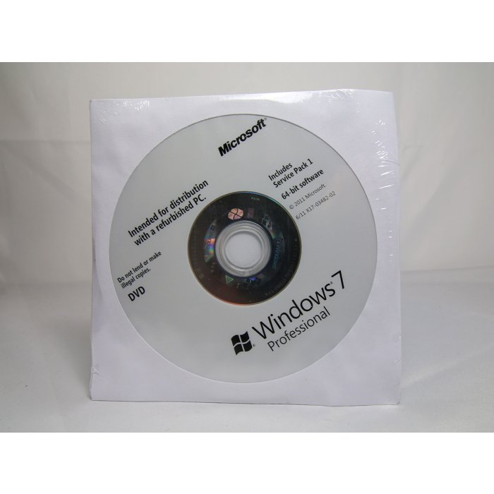 Windows 7 Professional 64-Bit / 32-Bit MAR-Datenträger (ohne Lizenz!), SP1, englisch - neu