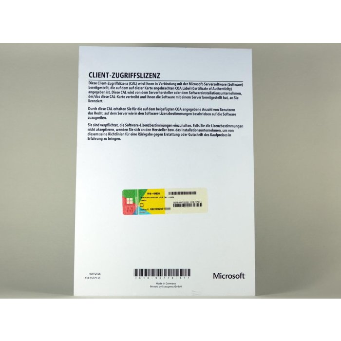1 Zugriffslizenz (Benutzer) für Windows 2016 Server, OEM (Lenovo) - neu