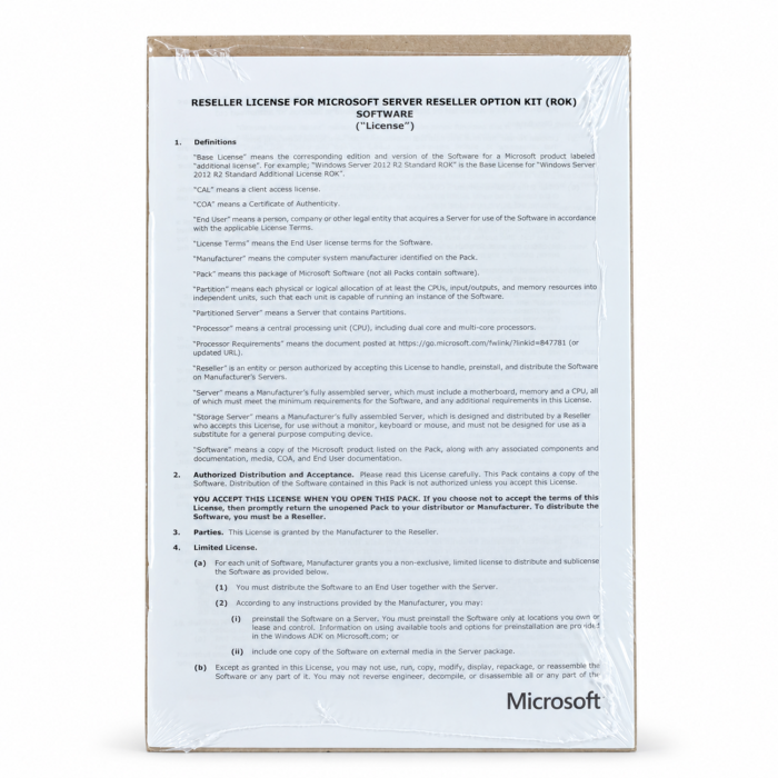 Windows 2022 Server Standard Edition Dell-ROK (für bis zu 16 Kerne) - neu Rückseite