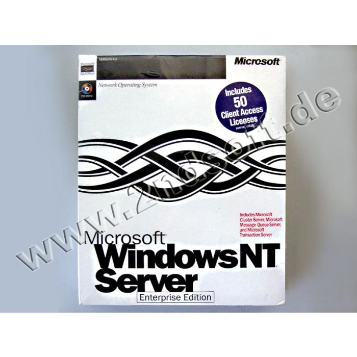 Windows NT 4 Enterprise Server Edition mit 50 Clients Vollversion, englisch - neu Windows NT 4 Enterprise Server Edition mit 50 Clients Vollversion, englisch - neu