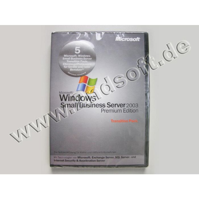 Windows Small Business Server 2003 Premium Transition Pak mit 5 CALs Vollversion, deutsch Windows Small Business Server 2003 Premium Transition Pak mit 5 CALs Vollversion, deutsch