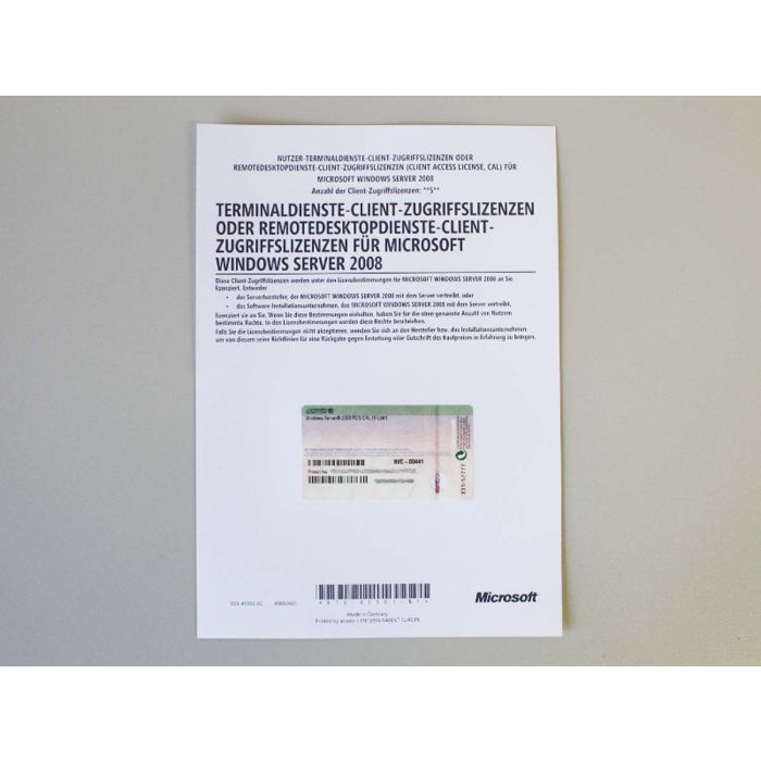 5 (RDS)-Terminal-Zugriffslizenzen (Benutzer) für Windows 2008, OEM