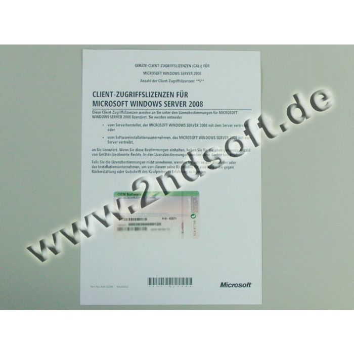 Zugriffslizenzen (Device) für Windows 2008 Server R1 / R2 Zugriffslizenzen (Device) für Windows 2008 Server R1 / R2