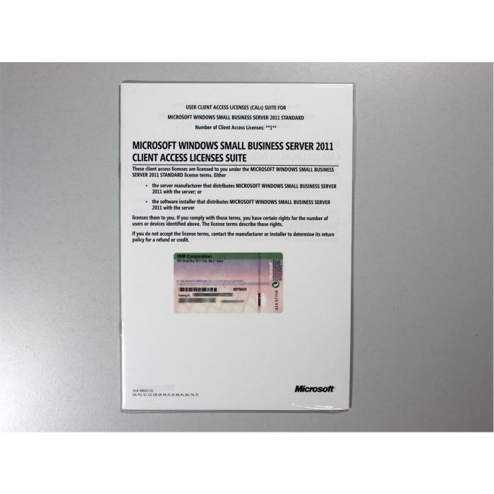 1 Zugriffslizenz (Benutzer) für Windows Small Business Server 2011 Standard, SB