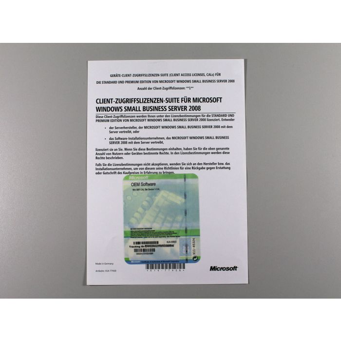 1 Zugriffslizenzen (Geräte) für Windows Small Business Server 2008 Standard, SB 1 Zugriffslizenzen (Geräte) für Windows Small Business Server 2008 Standard, SB