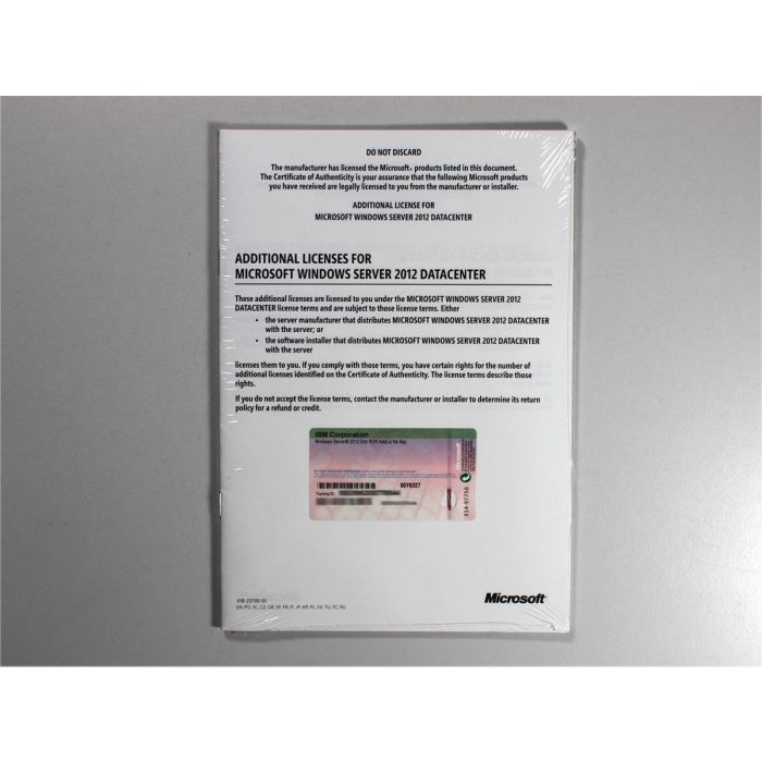 Windows 2012 Server Datacenter Edition (R1/R2), IBM-ROK, Additional License 2-CPU-Erweiterung, deutsch - neu Windows 2012 Server Datacenter Edition (R1/R2), IBM-ROK, Additional License 2-CPU-Erweiterung, deutsch - neu