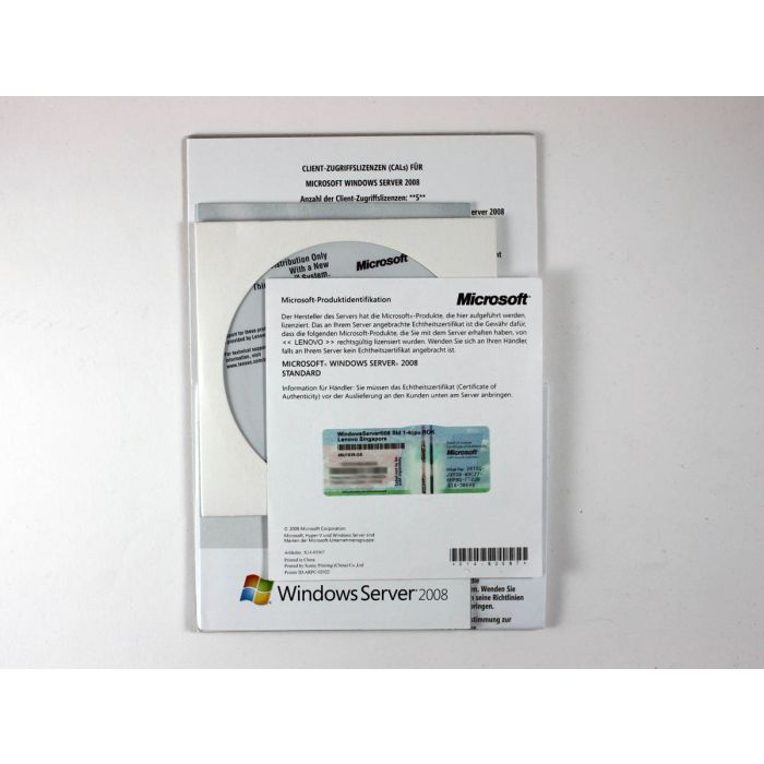 Windows 2008 Server Standard mit 5 CALs OEM/ROK für Lenovo Vollversion, deutsch Windows 2008 Server Standard mit 5 CALs OEM/ROK für Lenovo Vollversion, deutsch
