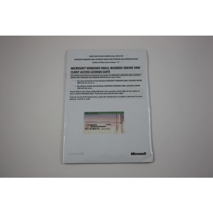 1 Zugriffslizenz (Benutzer) für Windows Small Business Server 2008 Standard, IBM - neu 1 Zugriffslizenz (Benutzer) für Windows Small Business Server 2008 Standard, IBM - neu