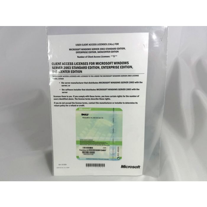5 Zugriffslizenzen (Benutzer) für Windows 2003 Server, OEM (Dell), englisch 5 Zugriffslizenzen (Benutzer) für Windows 2003 Server, OEM (Dell), englisch
