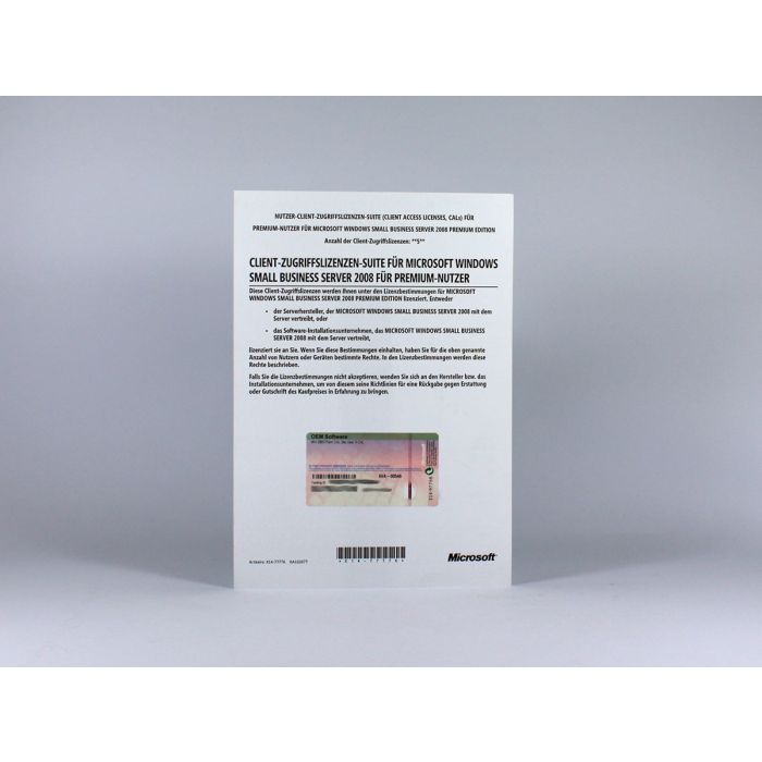 5 Zugriffslizenzen (Benutzer) für Windows Small Business Server 2008 PREMIUM, SB - neu