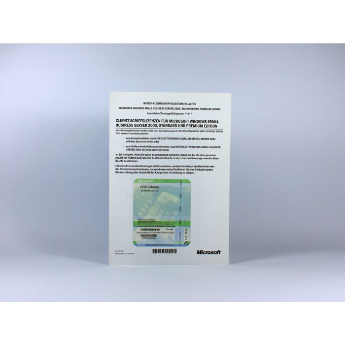 5 Zugriffslizenzen (Benutzer) für Windows Small Business 2003 Server SB, deutsch - neu 5 Zugriffslizenzen (Benutzer) für Windows Small Business 2003 Server SB, deutsch - neu