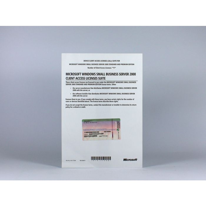 5 Zugriffslizenzen (Geräte) für Windows Small Business Server 2008 Standard, SB - neu