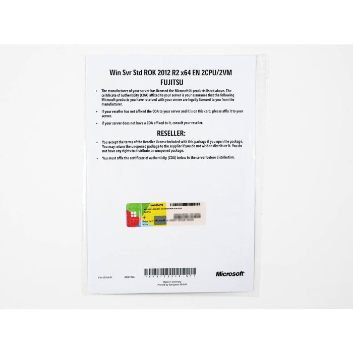 Windows 2012 Server Standard Edition R2 Fujitsu-ROK, MUI (deutsch,englisch…) (für bis zu 2 CPUs) Windows 2012 Server Standard Edition R2 Fujitsu-ROK, MUI (deutsch,englisch…) (für bis zu 2 CPUs)