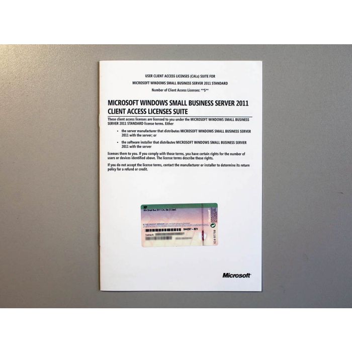 5 Zugriffslizenzen (Benutzer) für Windows Small Business Server 2011 Standard, HP - neu
