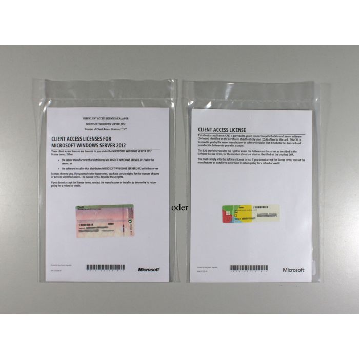 5 Zugriffslizenzen (Benutzer) für Windows 2012 Server, OEM (Dell) 5 Zugriffslizenzen (Benutzer) für Windows 2012 Server, OEM (Dell)