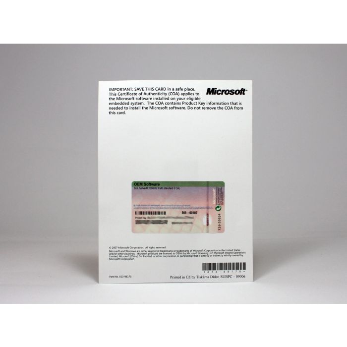 SQL Server 2008 Standard R2 mit 5 Clients (Embedded) OEM-Vollversion - neu SQL Server 2008 Standard R2 mit 5 Clients (Embedded) OEM-Vollversion - neu
