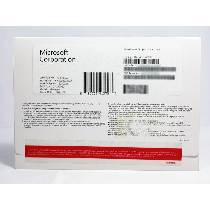 Windows 8 32-Bit, SB-Vollversion, französisch - neu Windows 8 32-Bit, SB-Vollversion, französisch - neu