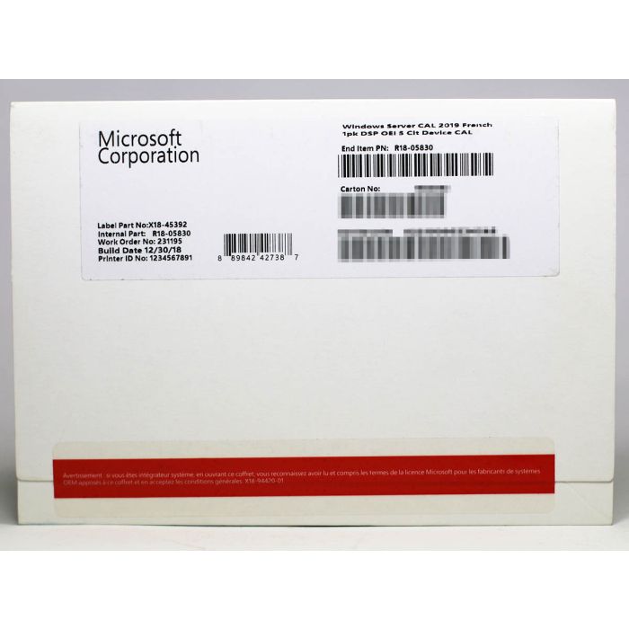 5 Zugriffslizenzen (Geräte) für Windows 2019, SB, französisch  - neu