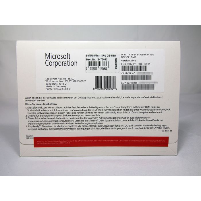 Windows 11 Professional x64, SB-Vollversion Windows 11 Professional x64, SB-Vollversion