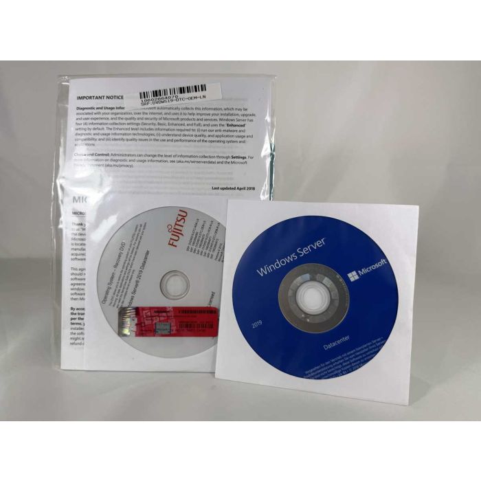 Windows 2019 Server Datacenter Edition, Fujitsu-ROK, deutsch, englisch (MUI) (für bis zu 16 Kerne) - neu