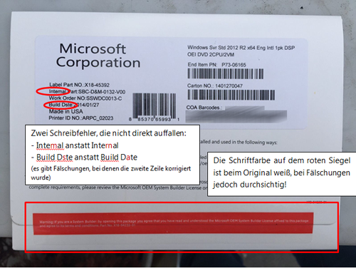 Aufgepasst! Vermehrt Fälschungen von Windows 2012 Server R2 im Umlauf