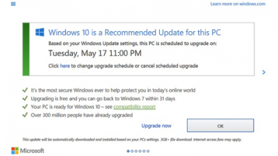 Windows-10-Upgrade: Installationstermin wird selbstständig festgelegt
